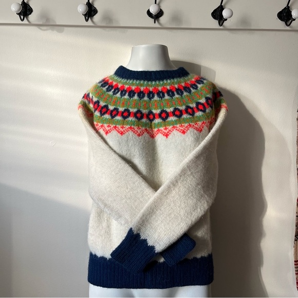 Vintage wool Icelandic women’s small Patterned Knit Sweater apres ski - Picture 4 of 11